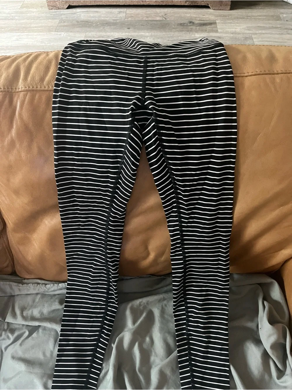 lululemon athletica Black & White Striped Leggings